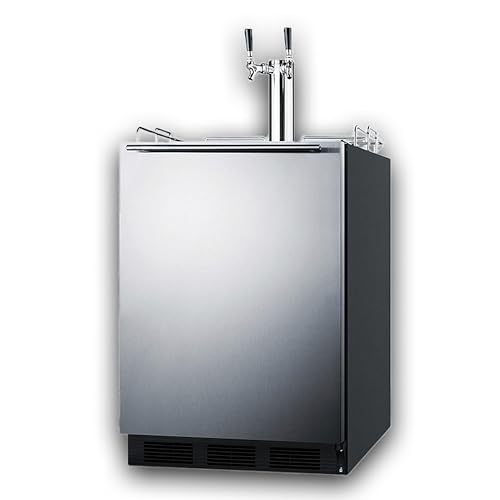 Summit 24" Beer & Coffee Kegerator, Combination Dual Tap Kit, ADA Compliant, Stainless Steel- SBC58BLBIADATWINCFB
