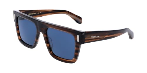 Lunettes Ferragamo marron striped 53 mm élégantes avec pont de 19 mm