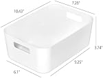 Asking 6-Pack Plastic Storage Bins, Kitchen Pantry Organization Bin, White