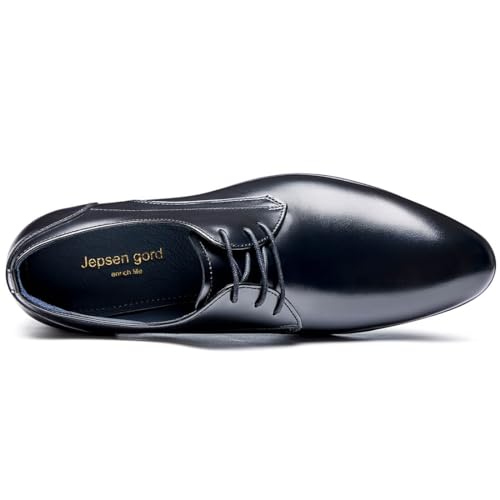 Image of Men's Dress Shoes, Genuine Leather Oxford Shoes for Men, Wingtip Brogue and Plain Toe Lace Up Formal Business Wedding Derby Shoes