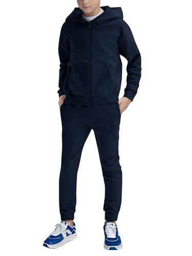 Image of Haloumoning Boys Sweatsuits Kids Active Zip Hoodie Sweatershirt and Jogger Sweatpants 5-14 Years