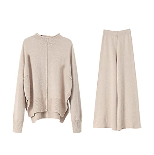 Ensemble en cachemire coréen haut de gamme, tricot de luxe deux pièces pour femme kaki