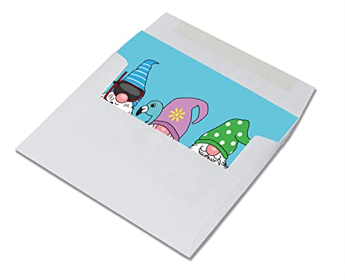 Image of Small World Greetings Summer Gnome Greeting Cards 12 Pack Beach Gnome Designs, Blank Inside with Envelopes - A2 Size (5.5 inchx4.25 inch) - Gnome Lover Gift, Funny Summer Birthday, Thank You Cards