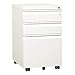 DEVAISE 3 Drawer Mobile File Cabinet with Lock, Metal Filing Cabinet for Legal/Letter/A4 Size, Fully Assembled Except Wheels, White