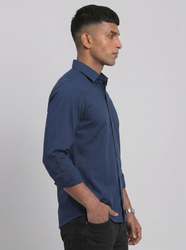 Image of DOXIC Men's Cotton Shirt with Spread Collar Neck Full Sleeves Classic Style Solid Pattern Regular Fit and Standard Length | Formal & Casual Wear Shirts
