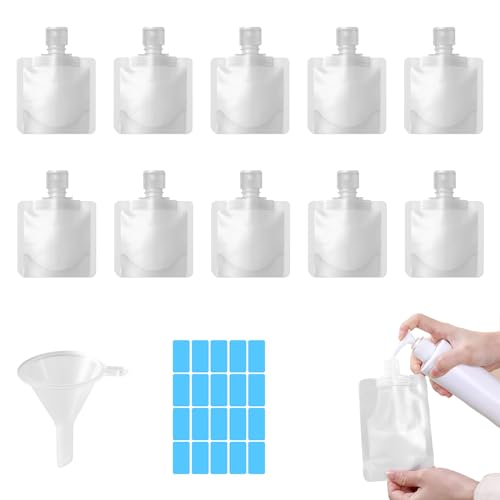JnTech トラベルボトル 10個入り詰め替えボトル 30ML/50ML/100ML 詰め替え容器 シャンプーボトル 旅行用 液体個包装 トラベルボトル パウチ容器 詰め替えボトル 袋入り 小分けボトル 旅行用 小分け 透明 省スペース 漏れ防止 使い回