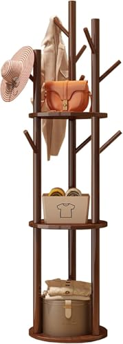 YYW Multifunctional Wood Coat Rack Stand with 9 Hooks and
