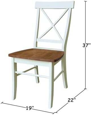International Concepts Set of Two X-Back Dining Chairs Hickory and Shell - Thumbnail 4