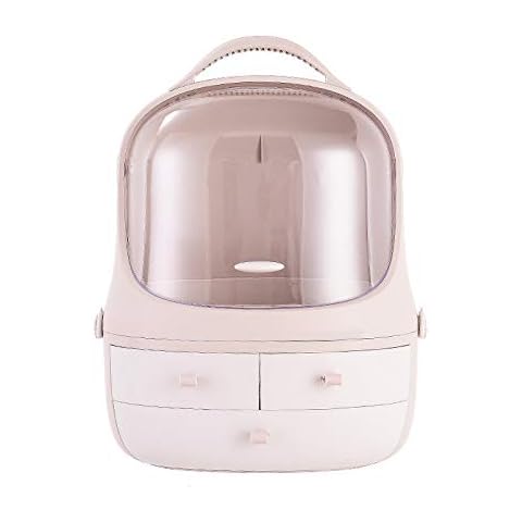 WQURC Multi-function Dust-proof Split Desktop Cosmetic Storage Box Lipstick Mask Jewelry Sorting Box Skin Care Product Shelf Organizer (Lady pink) Cover