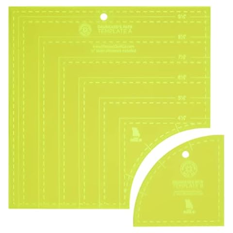 MISSOURI STAR QUILT CO. Drunkards Path Quilting Templates, Small,Curved Acrylic Tools Use 10'' Precut Fabric Squares,Essential Supplies Cutting Circle Patterns and Layer Cakes NOT4438 Green Cover