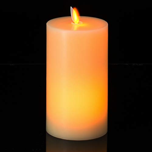 Flameless Candle, Real Wax Candle With Flame Effect Led Light, Dancing Wick Top Flat Pillar Candle For Decor, Large Size D3.5'' , H7.3'', With Remote To Control Candle Flame, Breath, Timer, Dimmer #TOP2