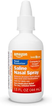 Amazon Basic Care Premium Saline Nasal Moisturizing Spray, 1.5 Fluid Ounces,Clear