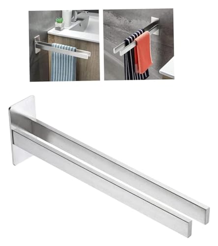 Porte-serviettes double en acier inoxydable mural auto-adhésif