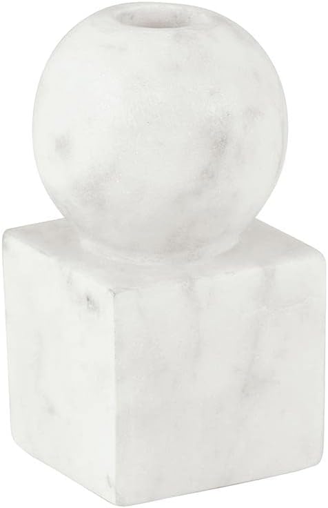 47th & Main Moderno soporte de mármol para candelabros de vela cónica, pequeño, blanco