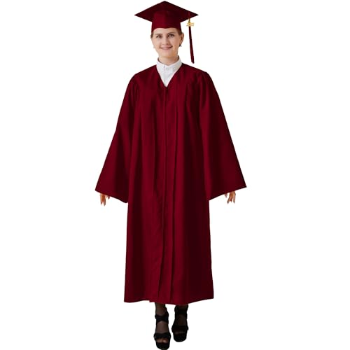 GraduatePro Matte Graduation Cap and Gown 2025 Set Bulk with Tassel for High School & College Maroon 63 - Thumbnail 2