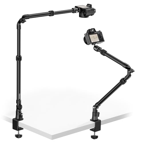 ULANZI ZJ02 Camera Desk Mount Overhead Magic Arm, 98cm/38.6inch Aluminum Adjustable Articulating Arm with 1/4' Ball Head for Cameras DSLR Lights Mount for Live Streaming/Photo Video Shooting