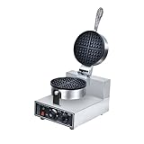 JoFistワッフルメーカー、業務用、両面焼き ワッフル 焼き機1200ワットエッグバブルパフアイロン、ノンスティックテフロンコーティング付きステンレ180°回転可能2つのパンと木製ハンドル (シングルヘッド,標準バージョン)