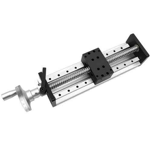 TOSEASTARS Manueller Schiebetisch 100 mm Effektive Hub Linear Rail Guide Kugelumlaufspindel 1605 Lineartisch Belastbar Max 50kg Doppelte Linearführung Schiebetisch für CNC 3D Messung Positionierung