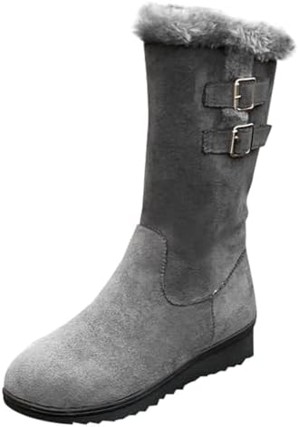 FGUUTYM 37 – 42 invernali in pelle calda, stivaletti a mezza altezza con bowknot, stivaletti invernali da donna, stivaletti da donna imbottiti, stivaletti da donna, bianco, 37 EU