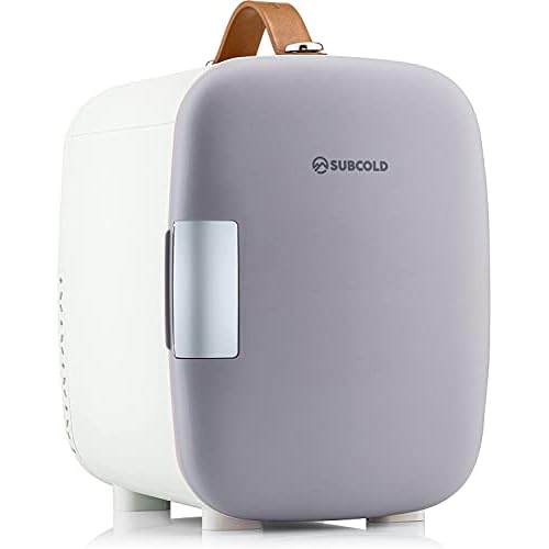 Subcold Pro4 Luxury Mini Fridge Cooler | 4 Litre / 6 Cans | AC and Exclusive USB Power Option | Portable Small Fridge for the Office, Bedroom, Car, Travel, Skincare & Cosmetics (Grey)