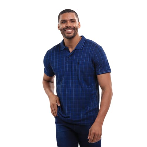 Camisa Polo Xadrez Masculina Piquet Jacquad Algodão Manga Curta
