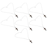 LIOOBO Collar de Cruz de Madera Unisex Cuerda Ajustable, Colgante Religioso Crucifijo Pequeño, Pack de 7 Piezas, Accesorio Bohemio para Uso Diario y Ocasión Casual