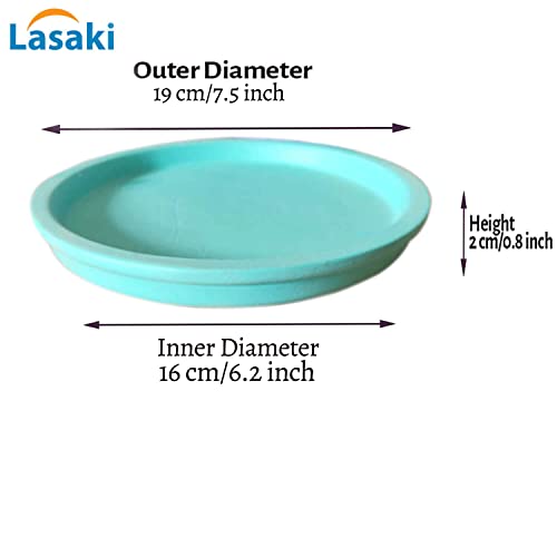 Image of Lasaki Round Aqua Ceramic Bottom Tray /Plate for Planter (6-inch, Set of 2) | Dripping Tray for Pots & Succulents | Indoor & Outdoor Planters Home Garden Decor (Plants Not Included)