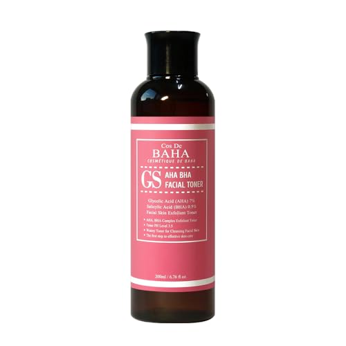 Glycolic Acid 7% AHA + Salicylic Acid 0.5% BHA Facial Toner - Alcohol Free for Smoother-Looking Skin, 6.76 Fl Oz (200ml)