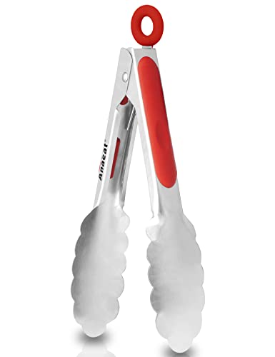 Anaeat Stabile Küchenzange - hohe hitzebeständige Kochzange - 17,8 cm rutschfeste Edelstahl-Feststellzange zum Grillen, Kochen, Drehen und Grillen Cover