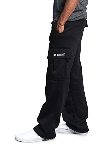 G-Style USA Men's Solid Fleece Heavyweight Cargo Pants FL77 - Black - Large