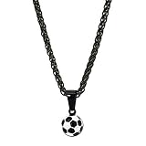 tumundo Edelstahl Gliederkette Panzerkette Halskette Fußball Ball Football WM Ketten-Anhänger Golden Silbern Fan Artikel, Variante:schwarz