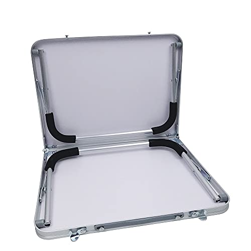 Sivya Foldable Laptop Table Lapdesk, Breakfast Bed Serving Tray, Portable Mini Picnic Desk(Silver) #TOP4