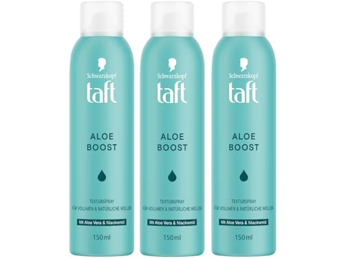 TAFT Spray de textura Aloe Boost (3 x 150 ml), spray para dar volumen y ondas naturales, spray volumétrico con aloe vera y niacinamida para un aspecto sin esfuerzo