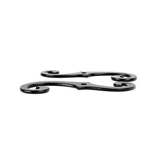 Pair Shutter Dog Black Aluminum Scroll 6 1/2 H | Renovator Supply - Thumbnail 4