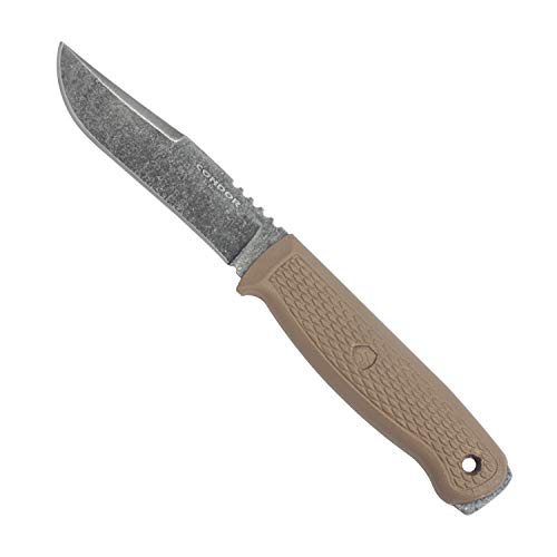 Condor Tool & Knife, Condor Bushglider Knife, Desert, 1095 High Carbon Steel, 9 in Overall Length, Poly Sheath