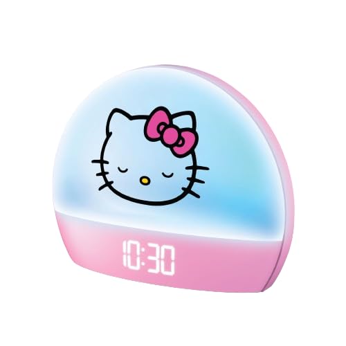 Hello Kitty Sunrise Alarm Clock - Multicolor Lights USB Charging LED Display and Snooze Function Ages 2 Pack