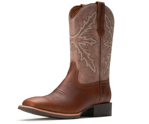 SUREWAY Cowboy Boots For Men - Mens Square Toe Western Boot,Oil/Slip Resistant,Durable Fashionable Classic Pull on 10 Inch Boots,Mid Calf Soft toe Wellington Boots