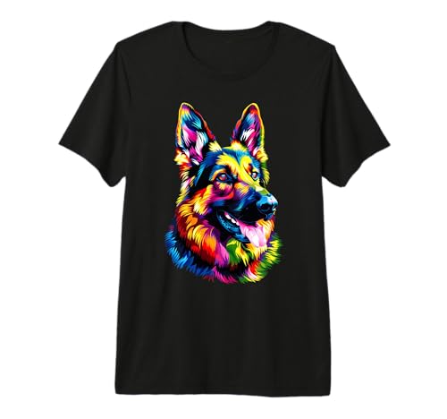 Perro Pastor Colorido Colores Pop Art Perro Gráfico Perros Camiseta Premium