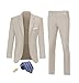 Datysum Men Suit 2pcs Khaki Tuxedo Prom Blazer Slim Fit Casual Suits Two Button Wedding Dress Jacket Pants Set with Tie L