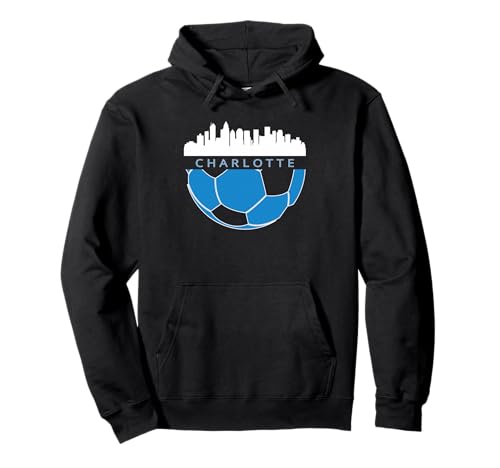CLT Airport Code 704 Charlotte NC Skyline Art Footballer Fan Pullover Hoodie