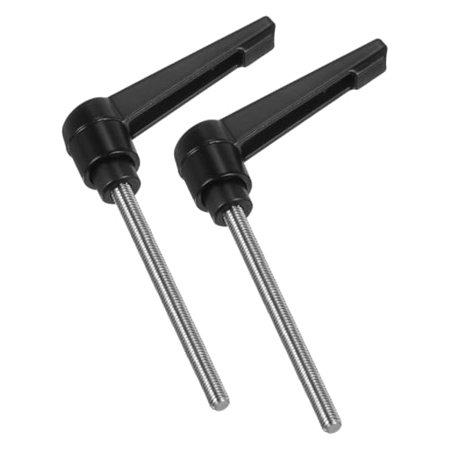 Image of uxcell 2pcs Clamping Lever Handles, M5 x 60mm 304 Stainless Steel Threaded Male Stud, Adjustable Handles Locking Quick Release Ratchet Push Button Bolt Knobs, Black