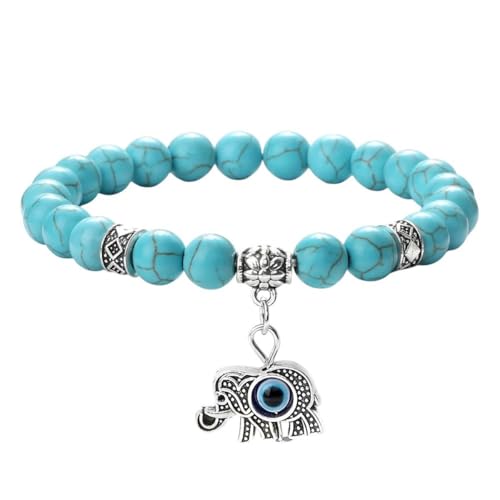 Bracelet éléphant en oeil de tigre naturel et perles de lave noire pour le yoga