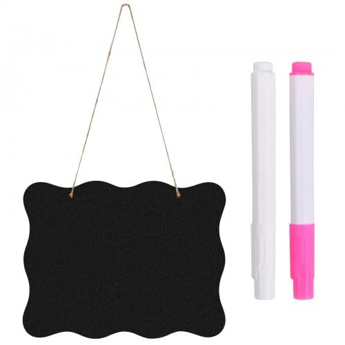 Ehuihuan Pizarra Negra - Pizarra Tiza de Doble Cara, Pizarra Cocina, Pizarra Pequeña, Pizarra Borrable para Colgar con 2 Tizas + Cuerda para Colgar, 25x20cm