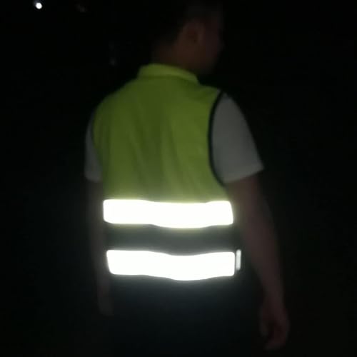 Kamizelki ochronne Kamizelka odblaskowa o wysokiej widoczności z zamkiem błyskawicznym i kieszeniami Męska kamizelka bezpieczeństwa do prac budowlanych i ruchu drogowego (XL175)