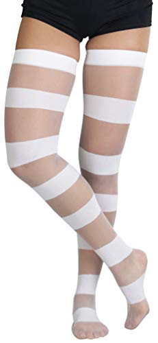Image of ToBeInStyle Women's Vibrant Horizontal Wide Striped Thigh High Stockings