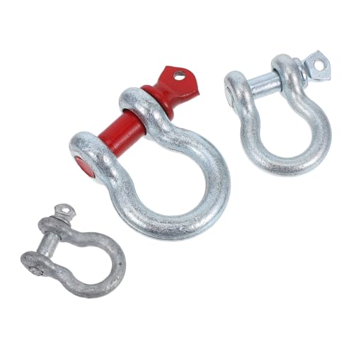 MUCKLILY 3pcs Galvanized Steel Bow Shackles d Ring Double Hole for Truck Vehicle Recovery Winch Lifting Rigging Shackles