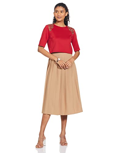 Image of RIVER Namrata Joshipura Solid Premium Designer Women's Crop Top with Embroidery RS2NJTP313B Red