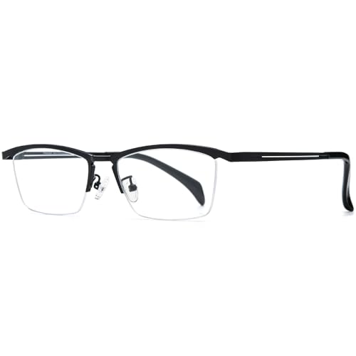 Image of FONEX Pure Titanium Glasses Frame Men Semi Rimless Square Eyeglasses Eyewear DTX416