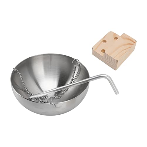 KIMISS Sauna Bowl Stainless, Aromatherapy Oil Cup with Wooden Block for Room S 12cm Steel Hanging (L)