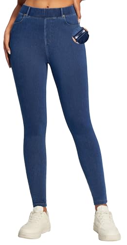IUGA Jeggings for Women Tummy Control Stretchy Jeans for Women High Waisted Pull on Skinny Jean Leggings with Pockets Trendy